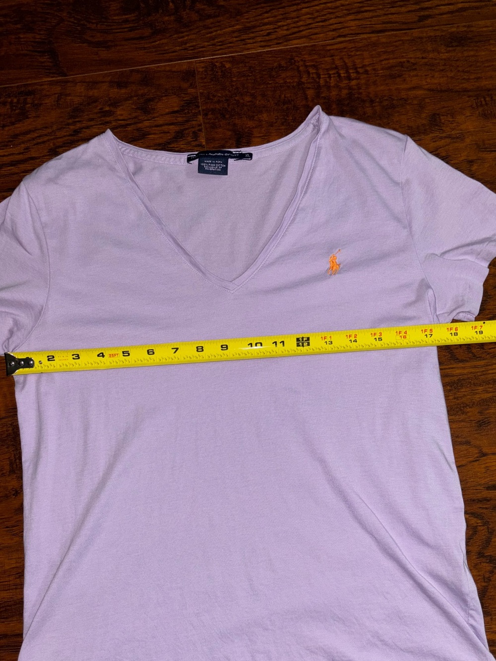 Ralph Lauren Sport Purple V-Neck Tee Orange Pony 100% Pima Cotton T-Shirt Top - Picture 3 of 7